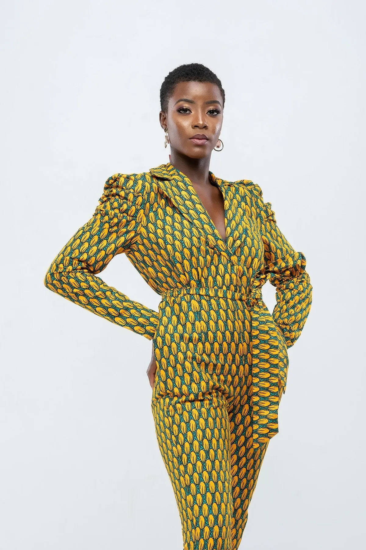 Too Fine African Print Jumpsuit -Yellow