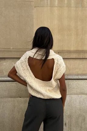 Tori Open Back Cable Knit Sweater