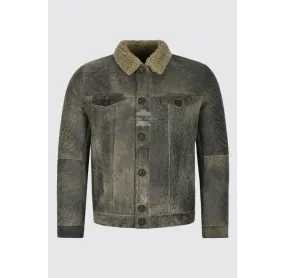TRUCKER Shearling Sheepskin Jacket Men's Real Fur Winter Jacket
