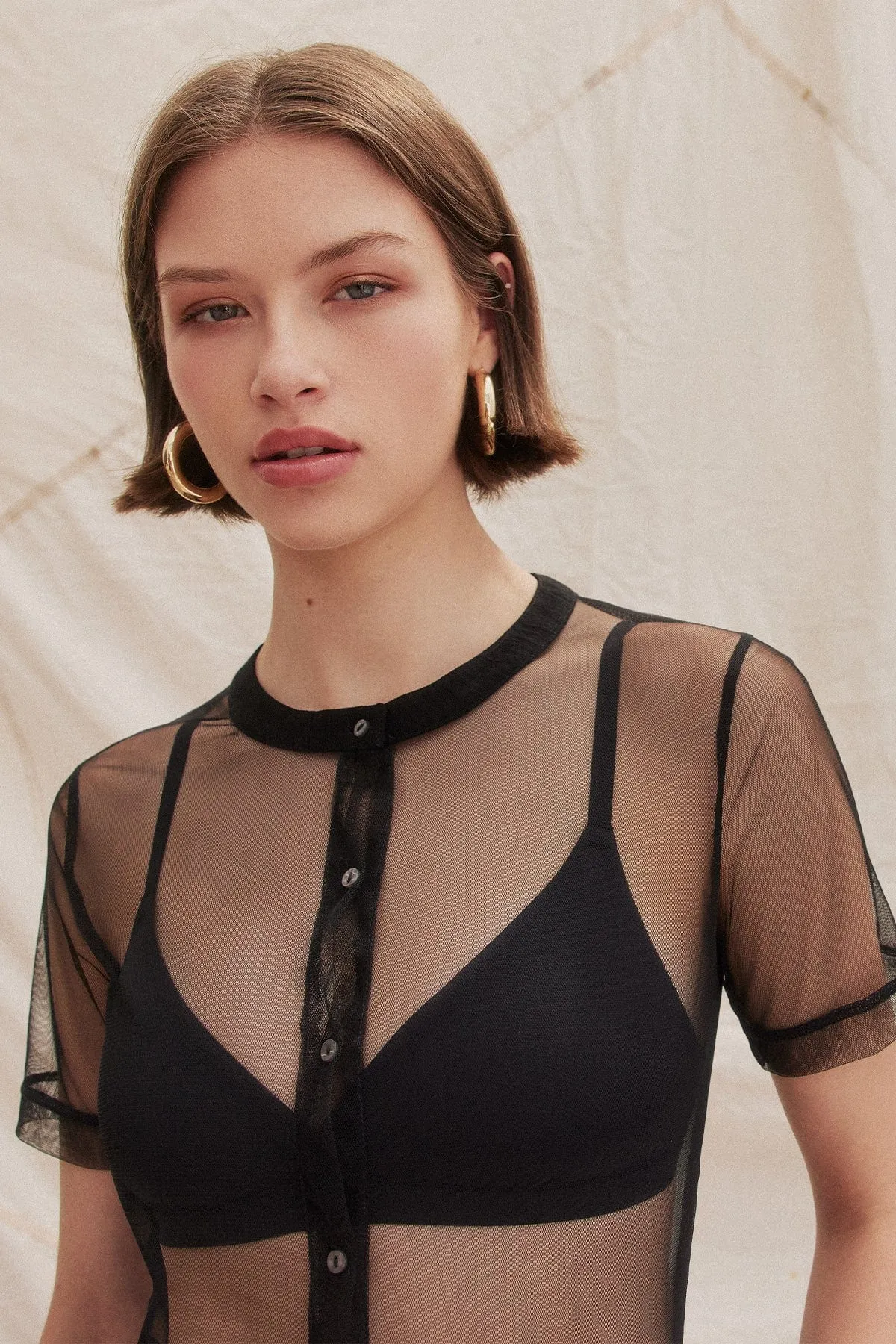 Tulle Crop Shirt