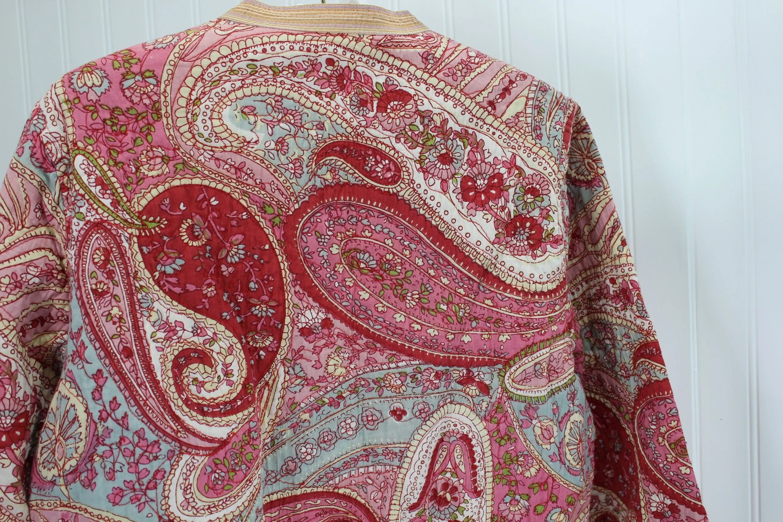 Unbranded Vera Bradley Style Jacket Reversible Quilted Paisley Rose Pink Cream
