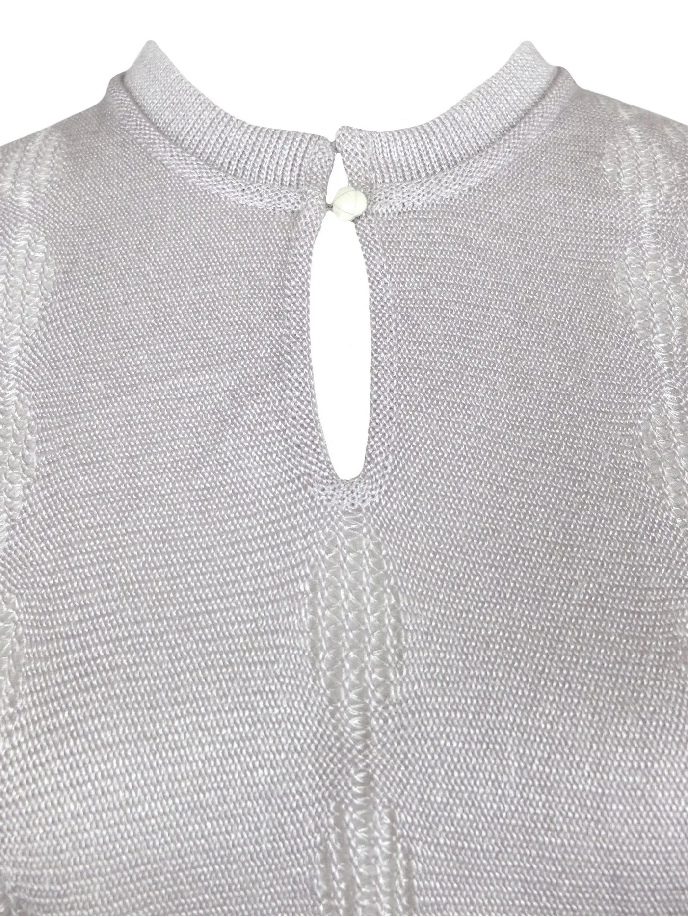 Vintage 70s Mod Grey Keyhole Half Sleeve Knit Sweater Blouse