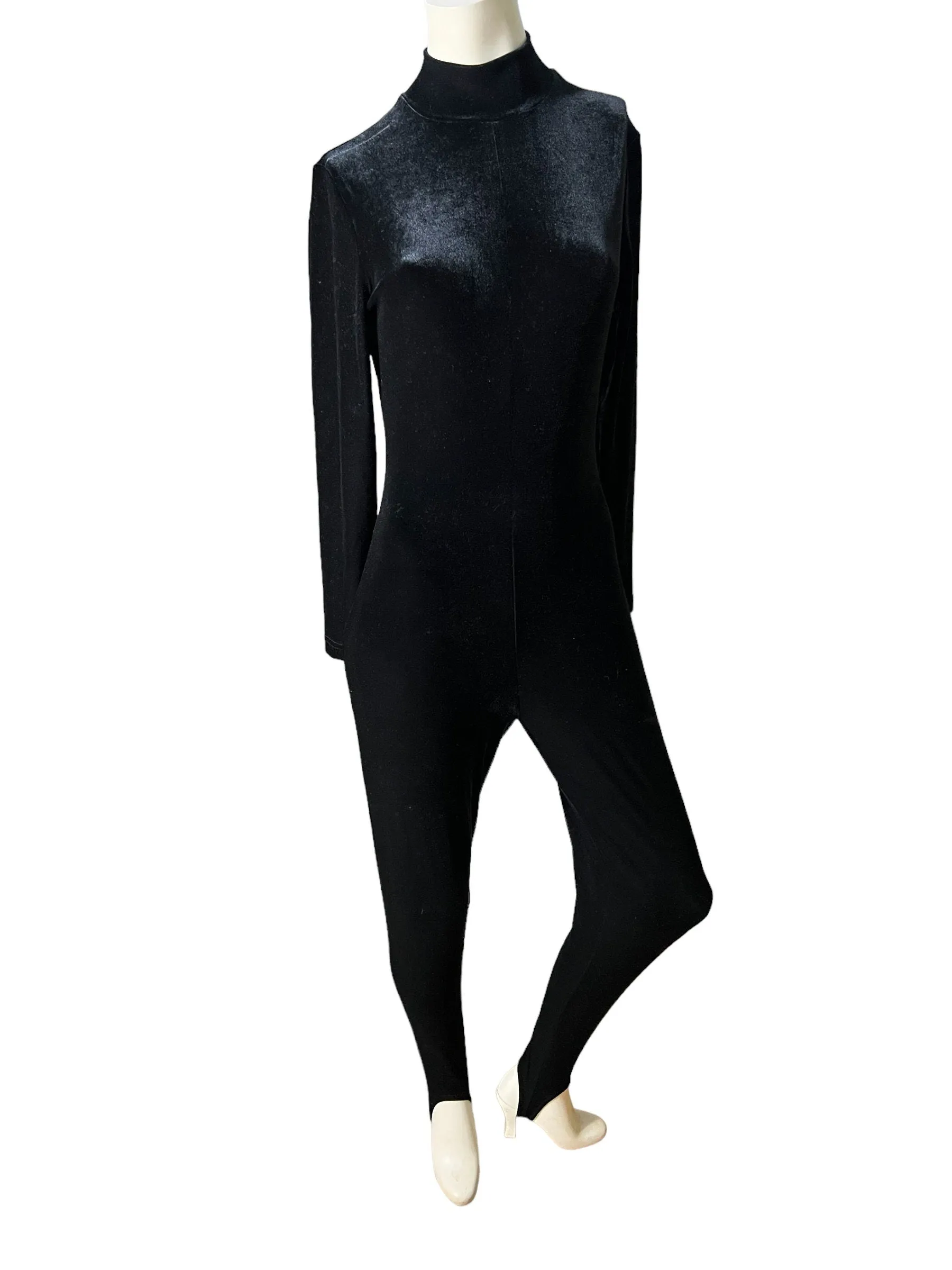 Vintage 80’s velour  stirrups bodysuit S Cache