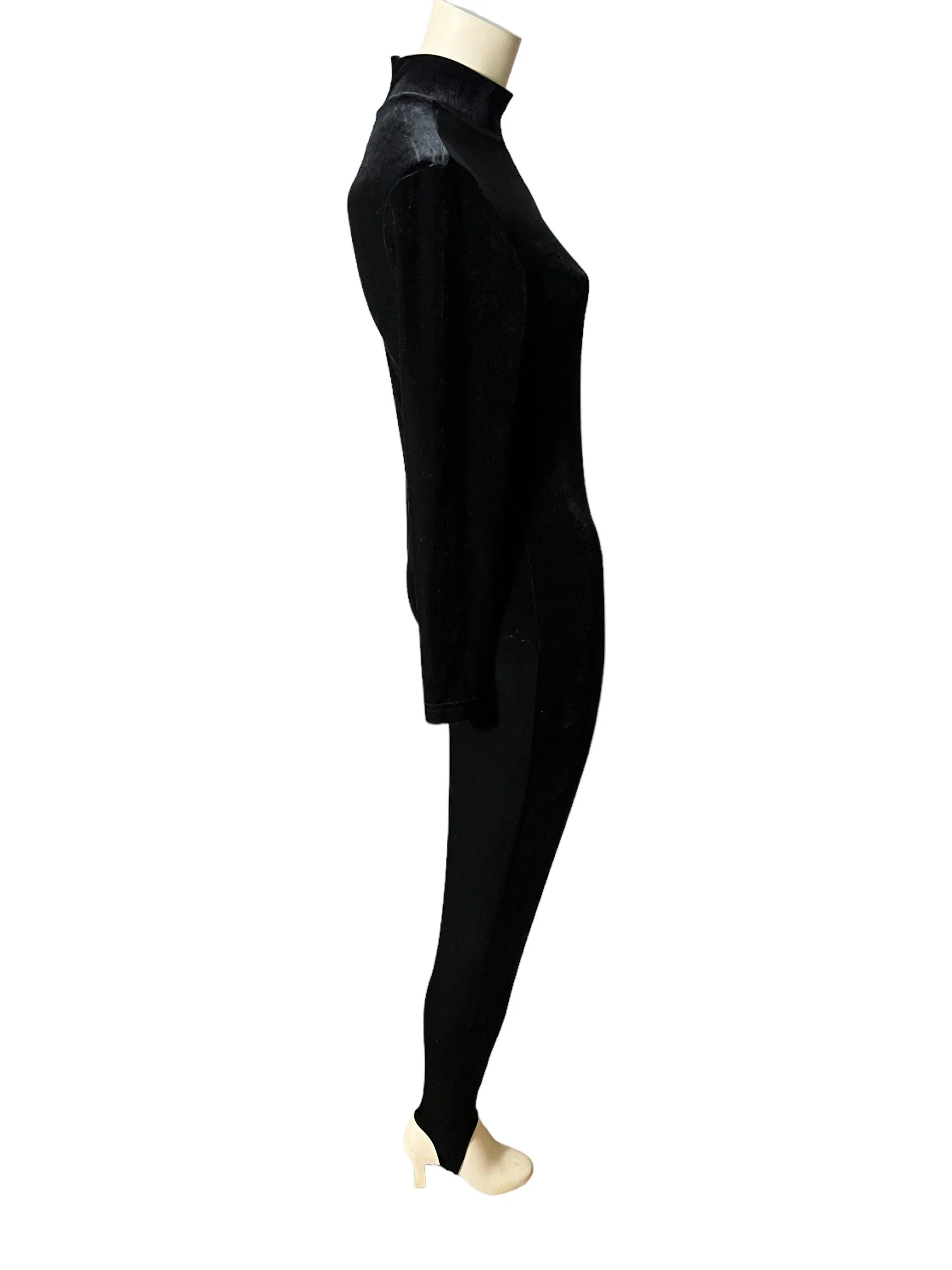 Vintage 80’s velour  stirrups bodysuit S Cache