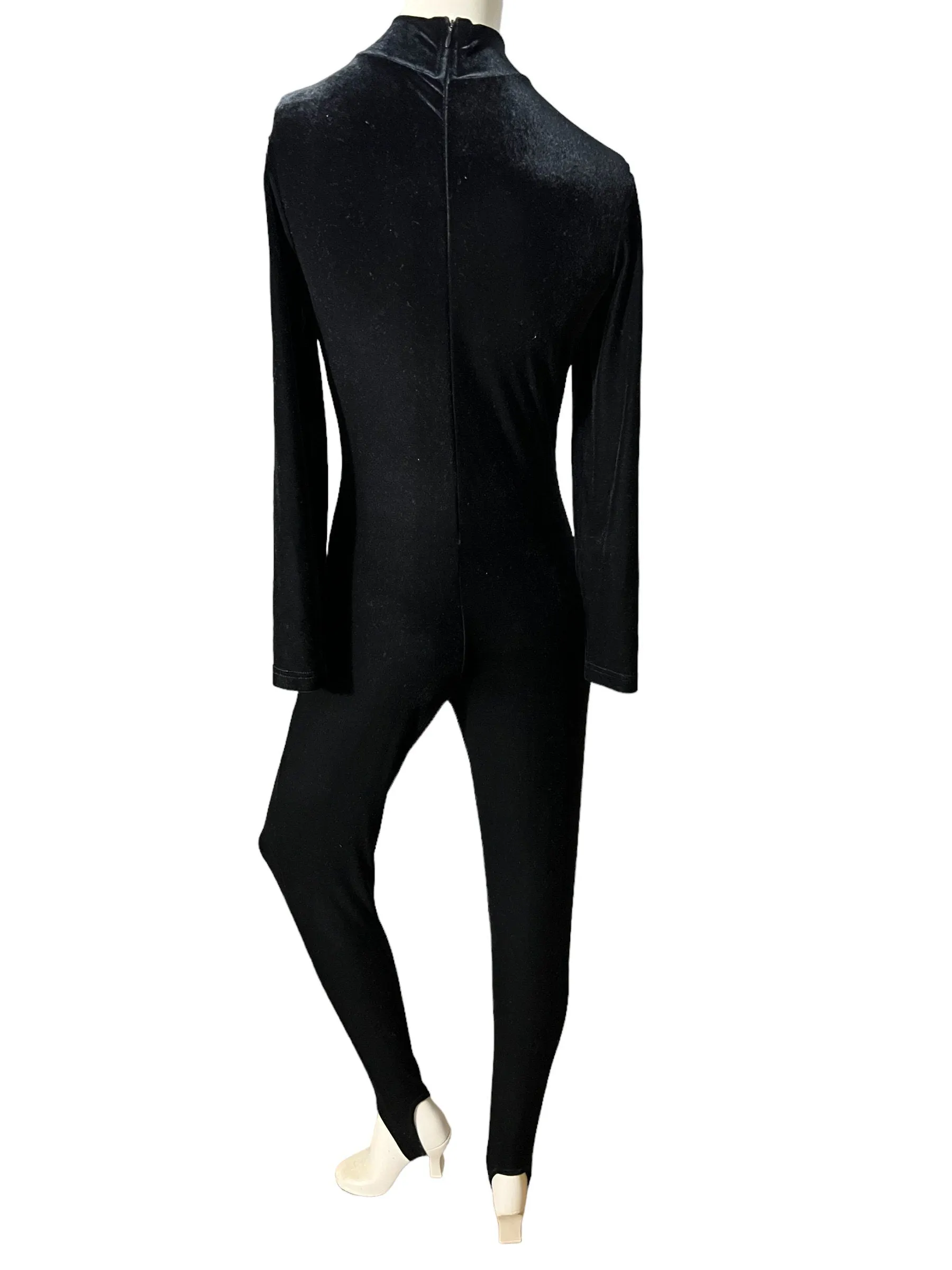 Vintage 80’s velour  stirrups bodysuit S Cache