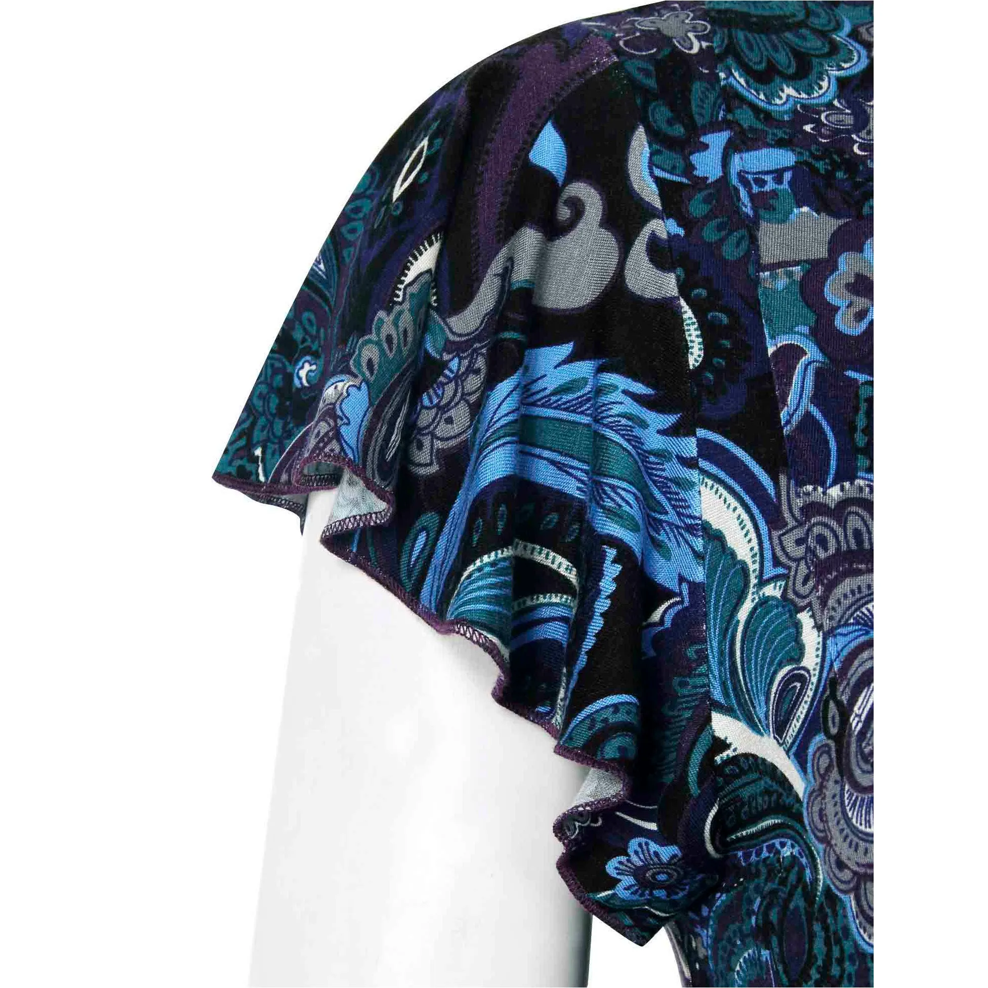 Vintage Floral Short Sleeve V Neck Pleated Tunic Shirt