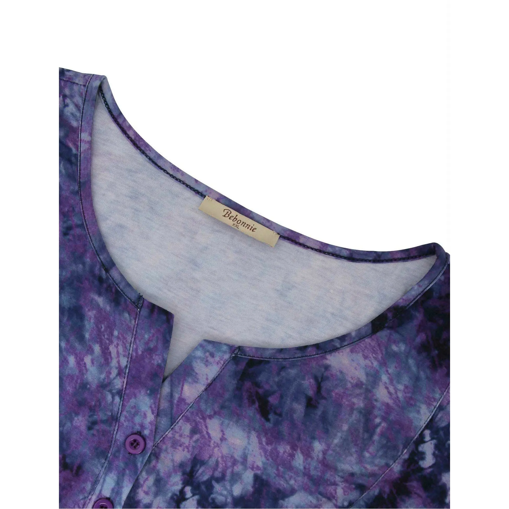Vintage Floral Short Sleeve V Neck Pleated Tunic Shirt