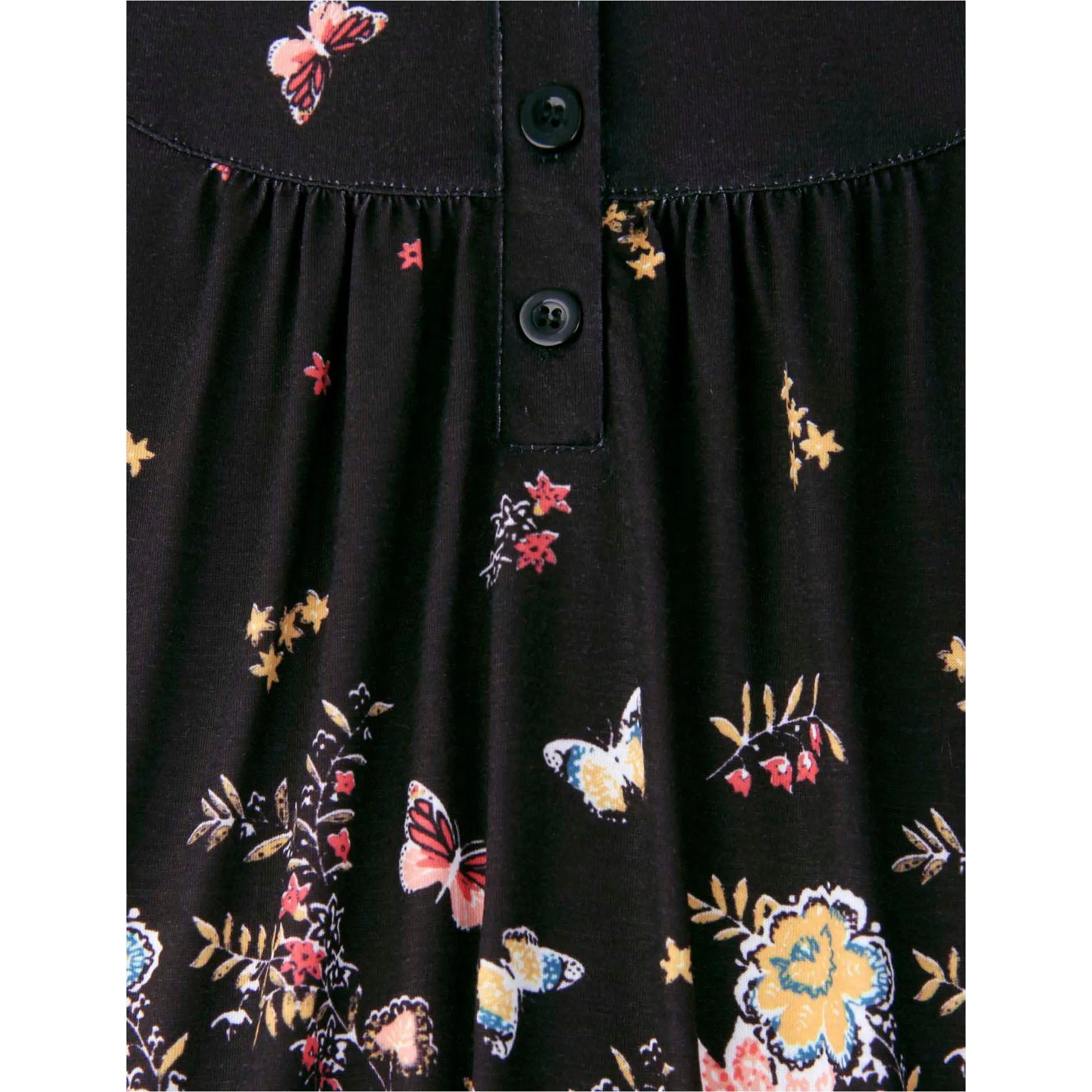 Vintage Floral Short Sleeve V Neck Pleated Tunic Shirt