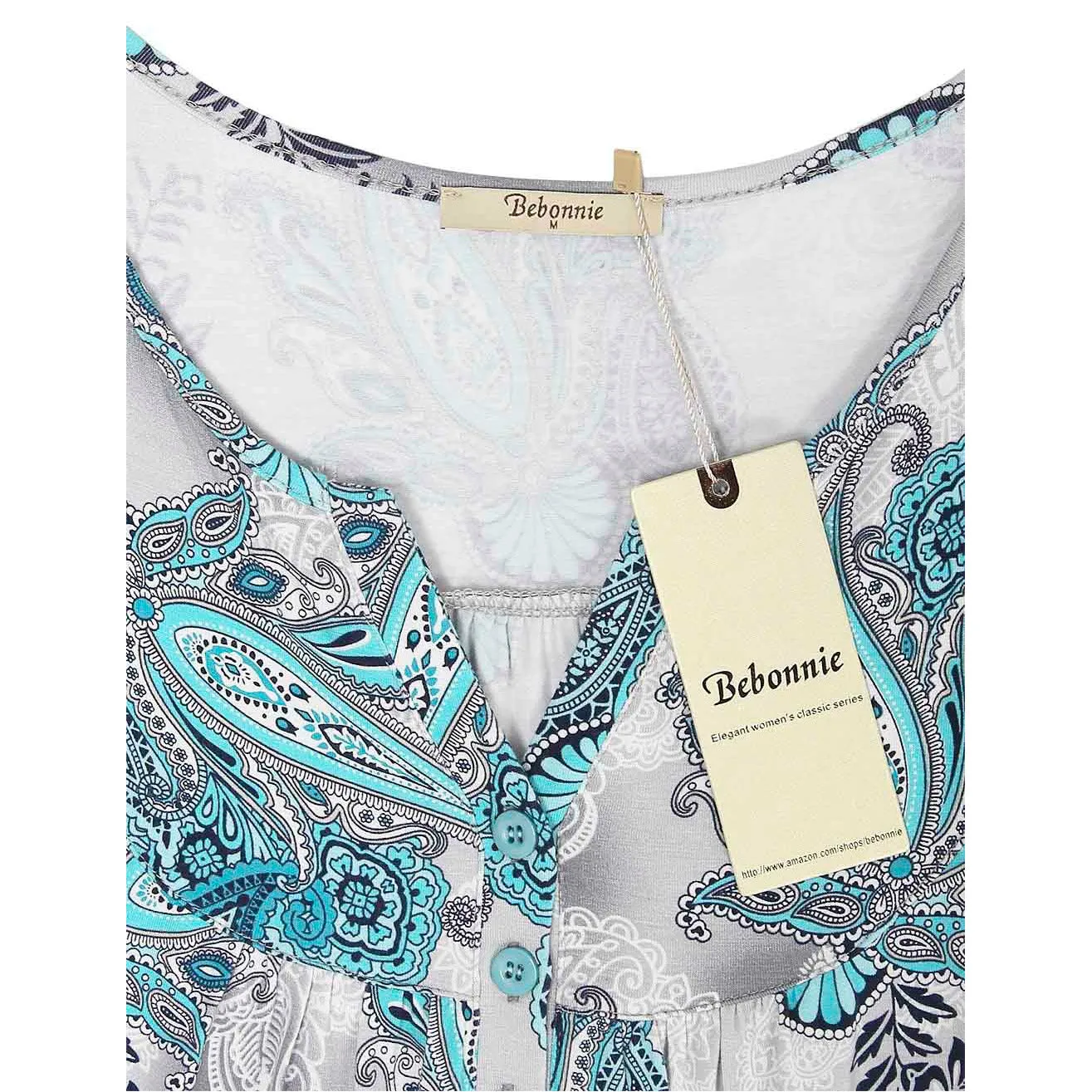 Vintage Floral Short Sleeve V Neck Pleated Tunic Shirt
