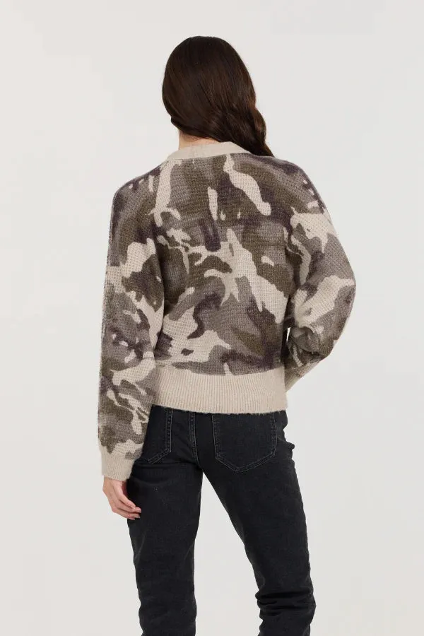Vintage Havana Camo Zip Up Sweater