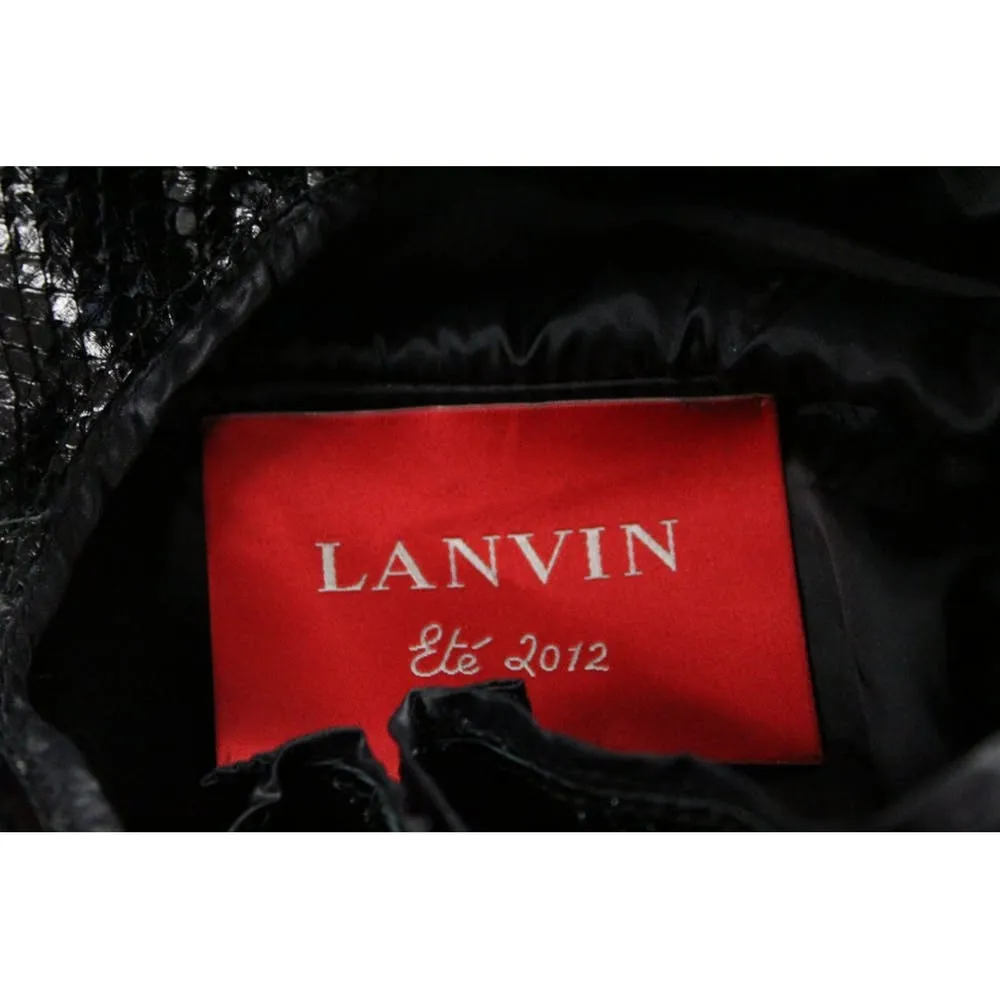 Vintage Lanvin Snakeskin Exotic Leather Hooded Parka Coat Womens S