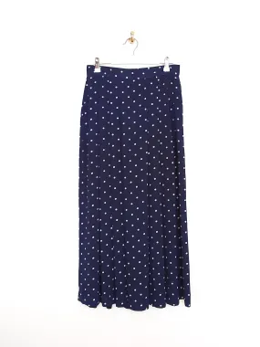 Vintage maxi pleated skirt polka dot navy