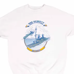 VINTAGE USN NAVY USS HEWITT 966 SHORT SLEEVE SWEATSHIRT 1980S LARGE MADE IN USA