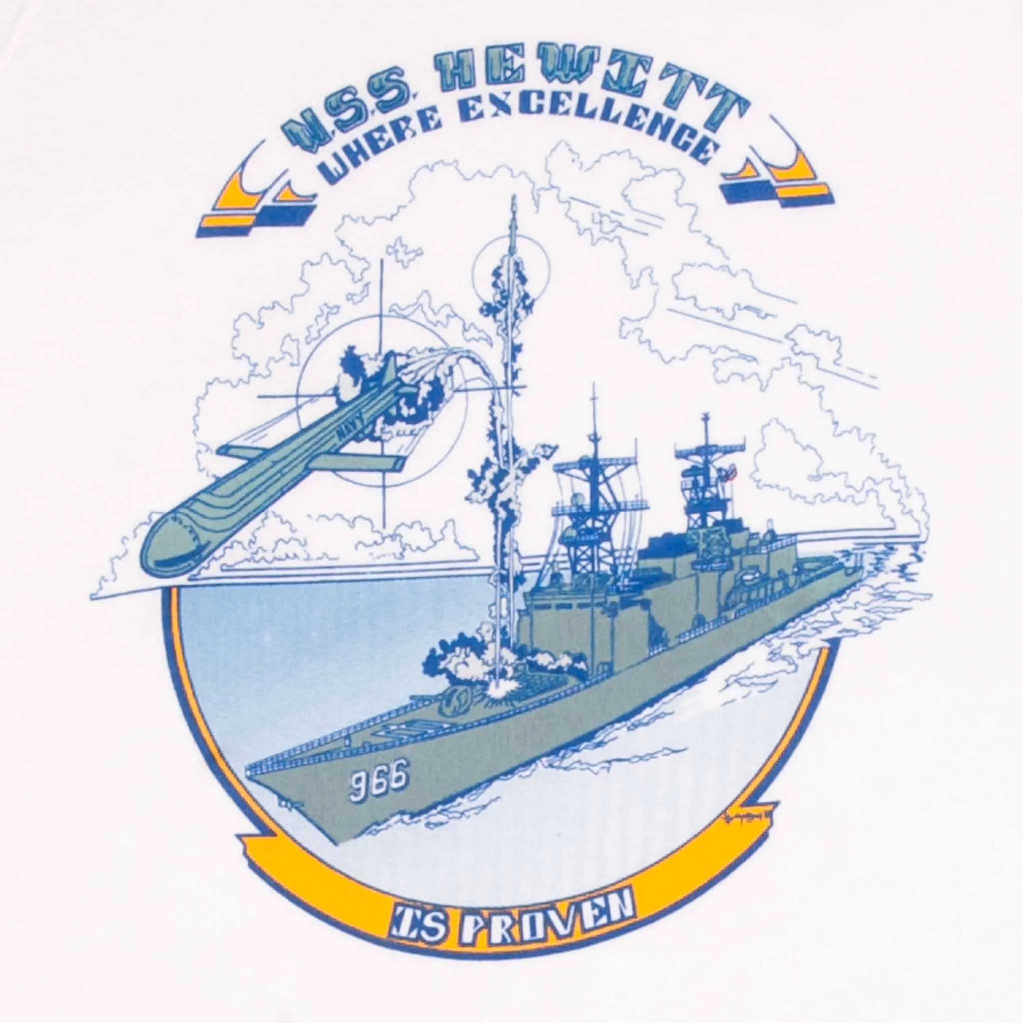 VINTAGE USN NAVY USS HEWITT 966 SHORT SLEEVE SWEATSHIRT 1980S LARGE MADE IN USA