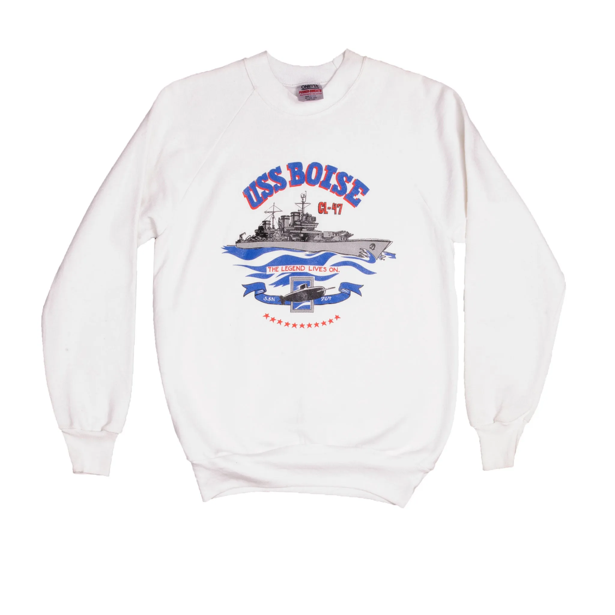VINTAGE USN US NAVY USS BOISE CL-47 SWEATSHIRT CREWNECK 1990S MEDIUM MADE IN USA
