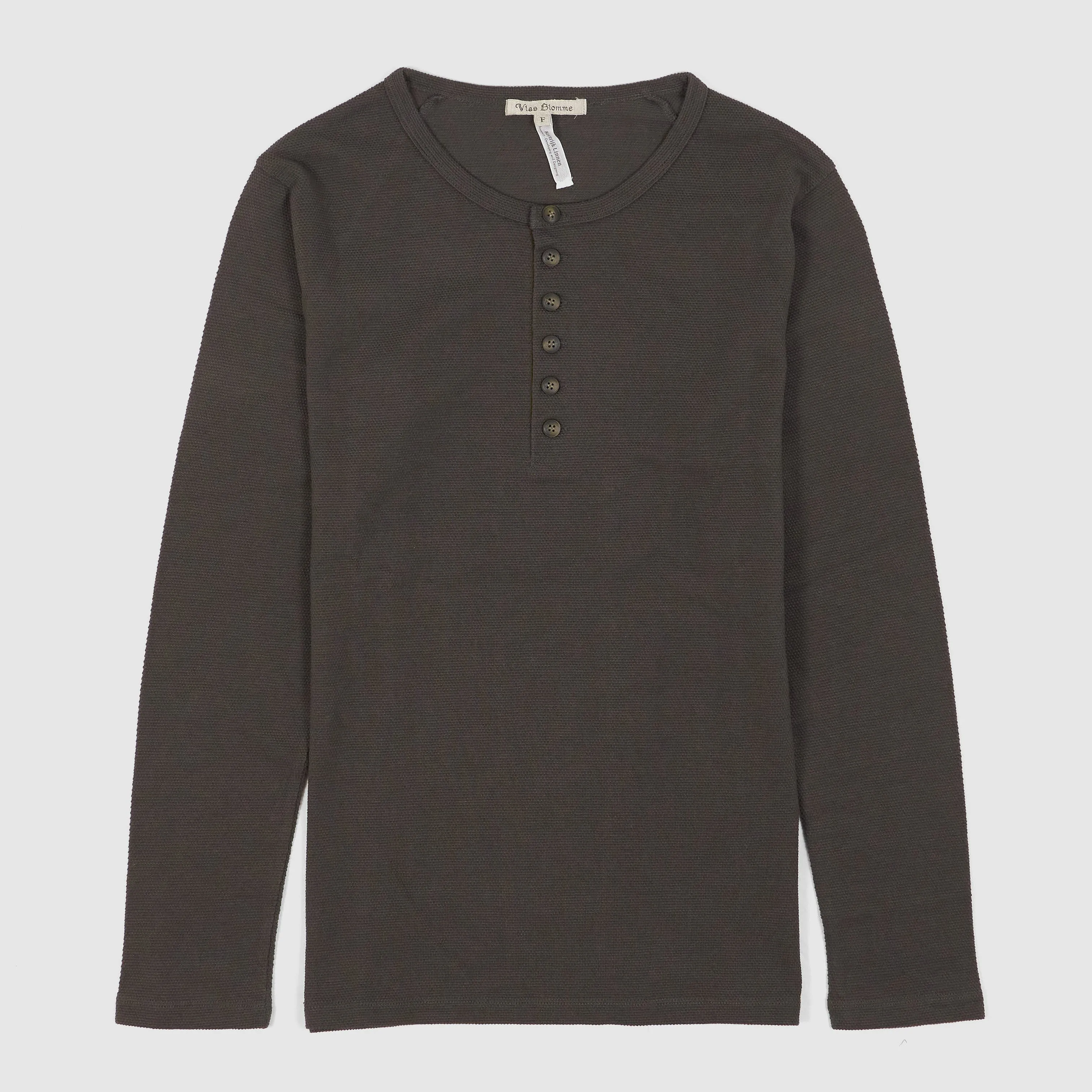 Vlas Blommes Ladies Long Sleeve Pique Cotton/ Kortijk Linen Henley