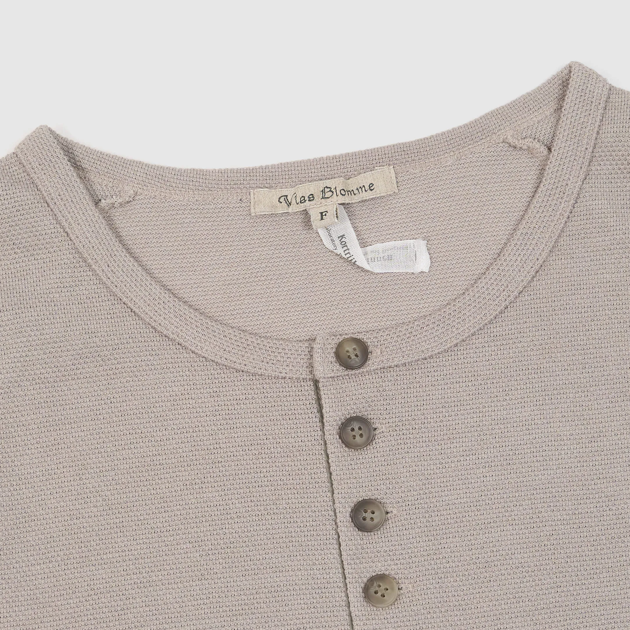 Vlas Blommes Ladies Long Sleeve Pique Cotton/ Kortijk Linen Henley