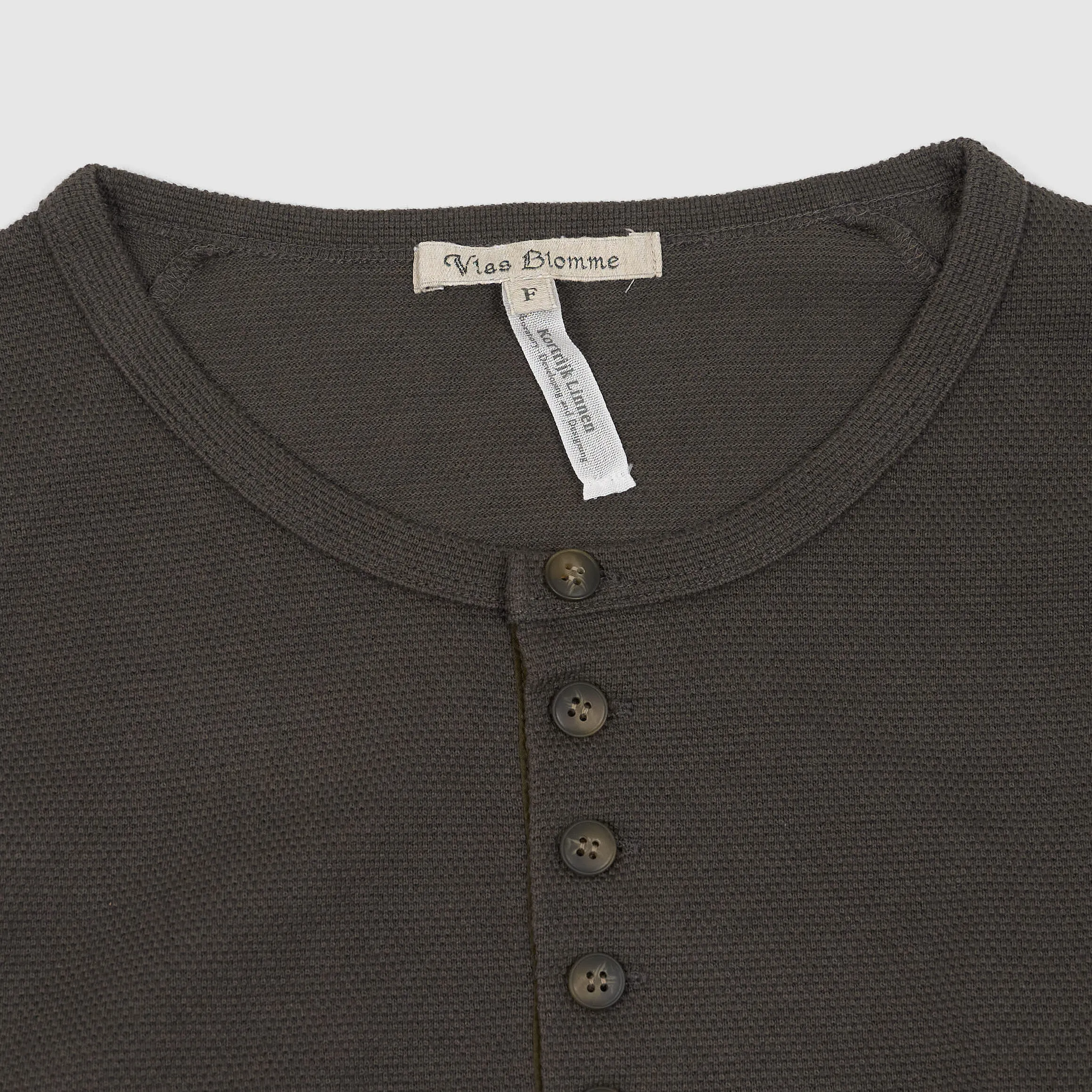 Vlas Blommes Ladies Long Sleeve Pique Cotton/ Kortijk Linen Henley
