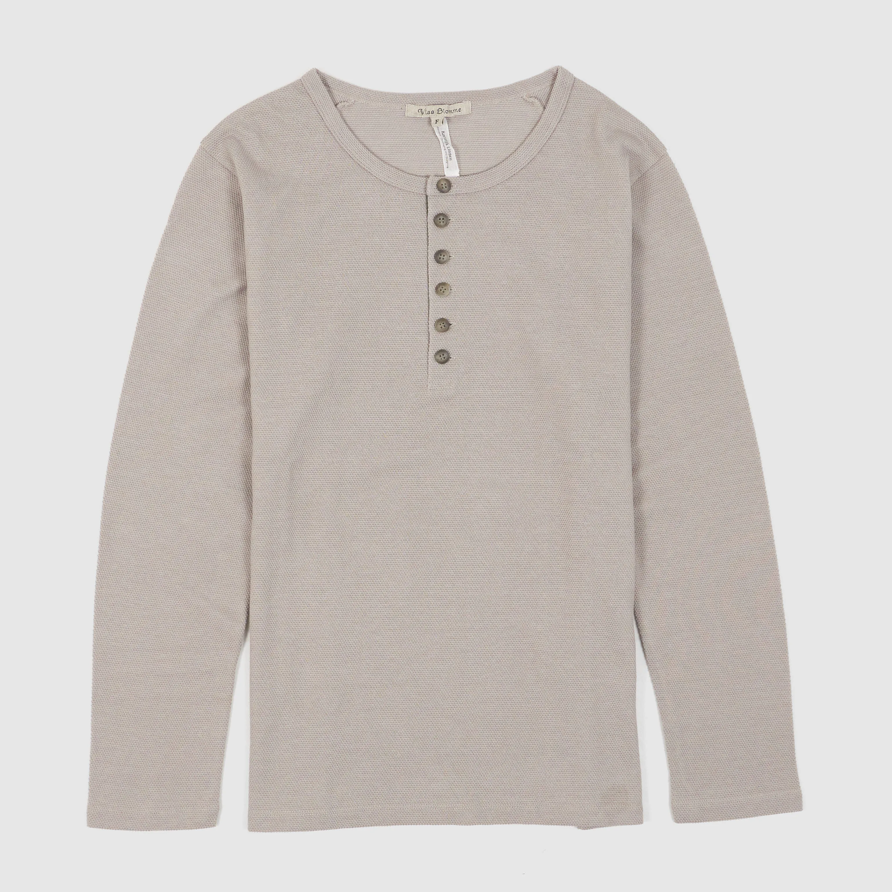 Vlas Blommes Ladies Long Sleeve Pique Cotton/ Kortijk Linen Henley