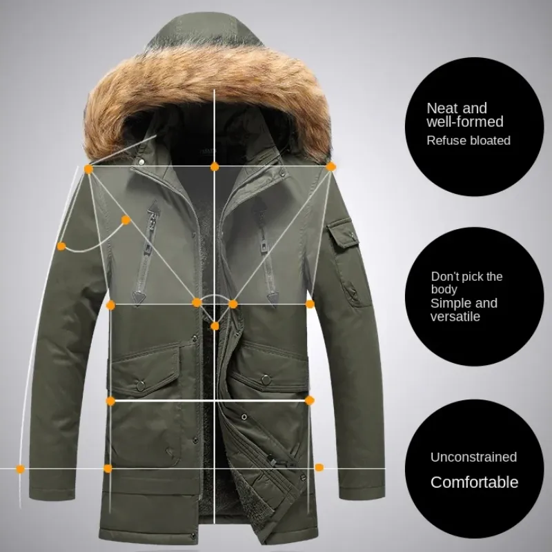 Vorster - Parka Winterjas Heren – Winddicht met Warme Voering en Afneembare Bontkraag