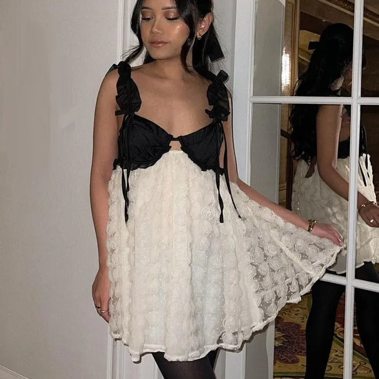 White Flower Lace Party Dress
