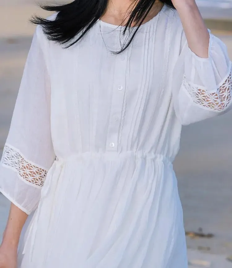 White Linen Maxi Dress for Beach Parties and Events