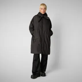 Woman's hooded coat Winona in brown black