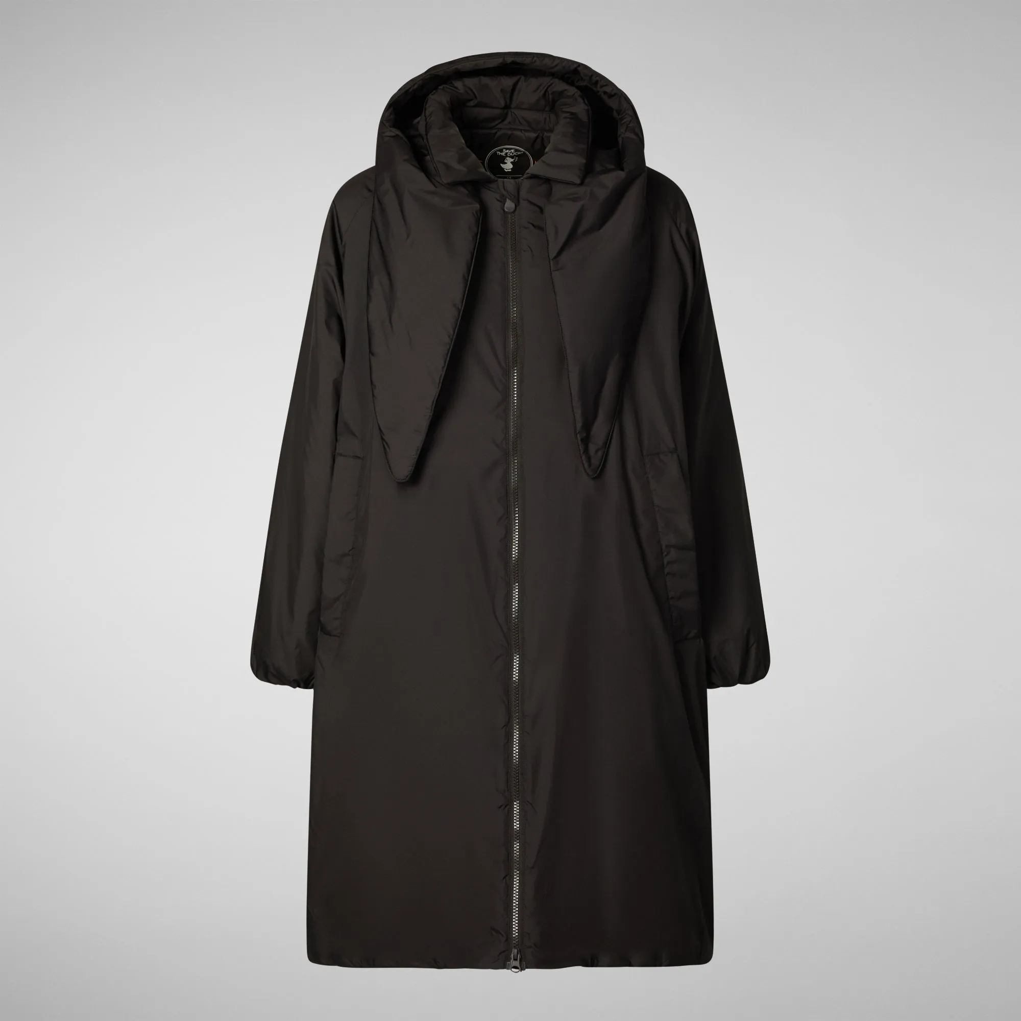 Woman's hooded coat Winona in brown black
