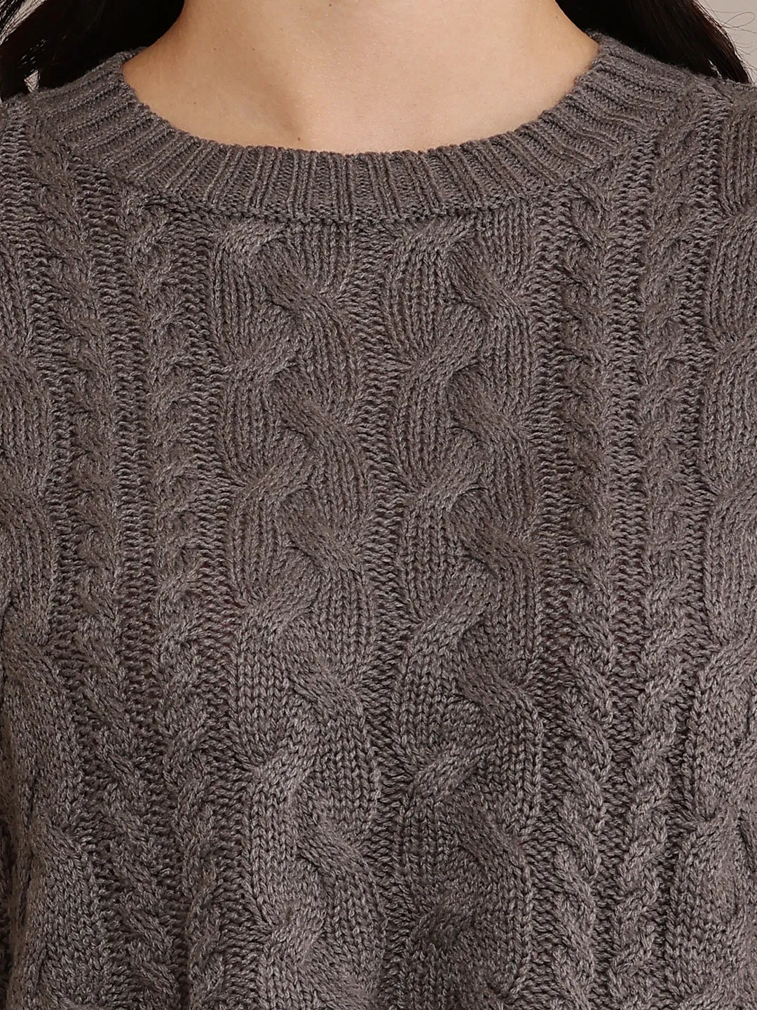 Women Grey Crop Sweater