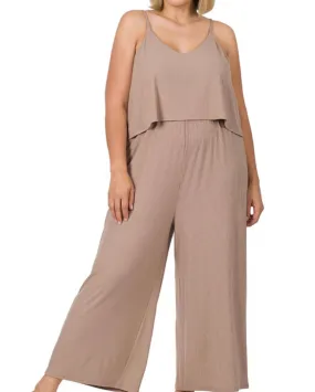 Women Plus Jumpsuit/Ash Mocha-RP8021