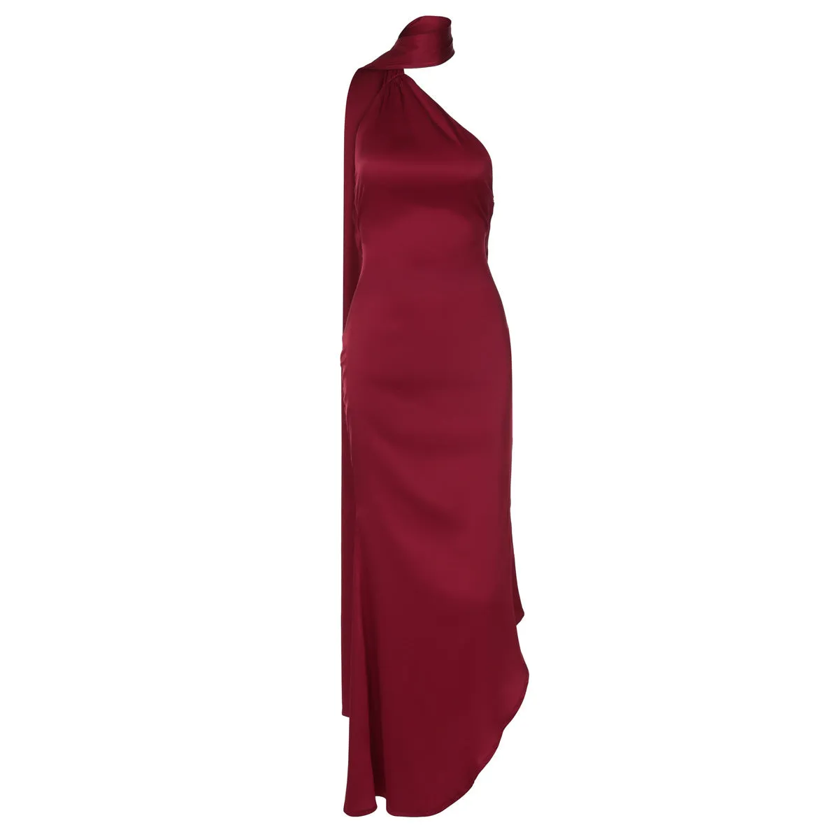 Women Sexy Backless Halter Satin Evening Dress