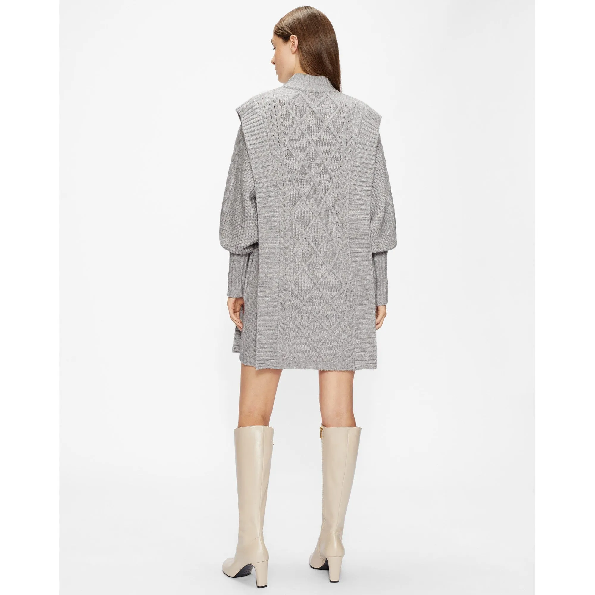 Women Wmd-Arriaa-Cable Sweater Dress - Mid-Grey