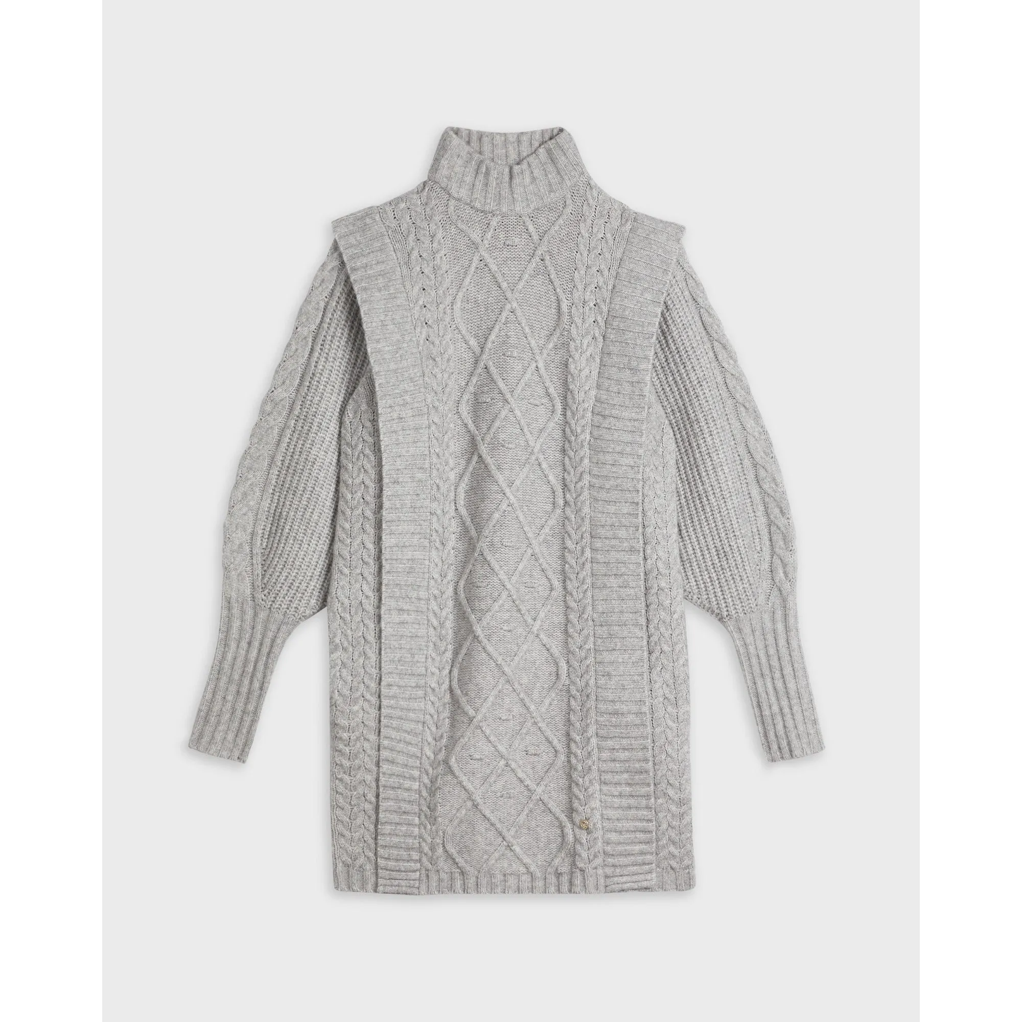 Women Wmd-Arriaa-Cable Sweater Dress - Mid-Grey
