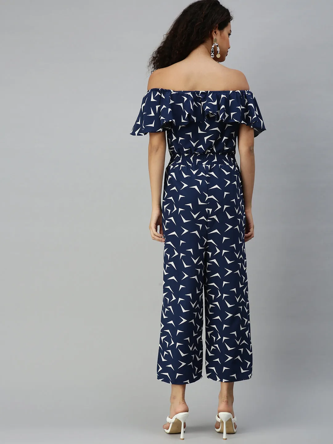 Women's Blue Geometrical Jumpsuit
