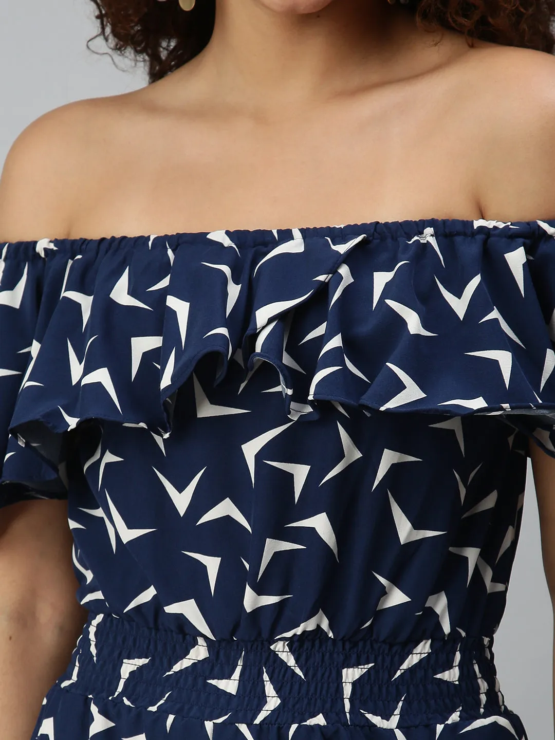Women's Blue Geometrical Jumpsuit