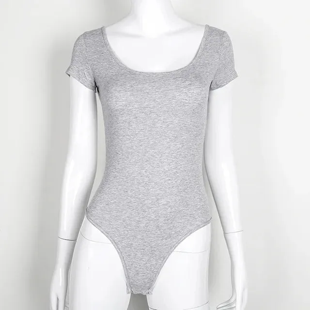 Women's Sexy U Neck Backless Bodysuit Short Sleeve Jumpsuit Romper Body Clothes Black Tops Summer