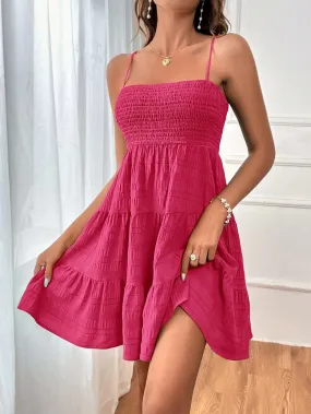 Women’s Sleeveless Ruffled Summer Mini Dress with Spaghetti Straps in 8 Colors S-XXL
