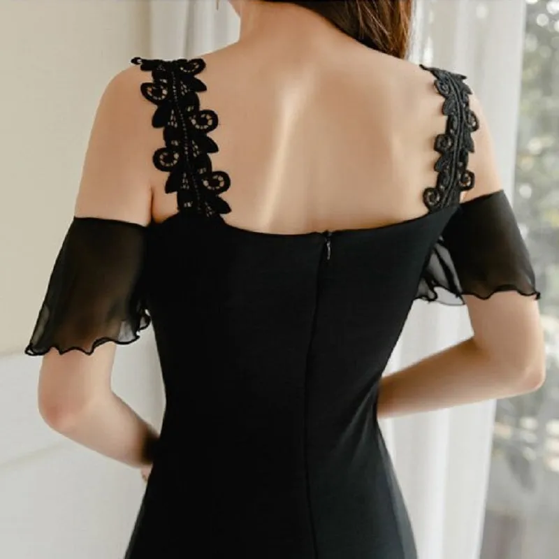 Women's Summer Sheath Chiffon Patchwork Midi Dress
