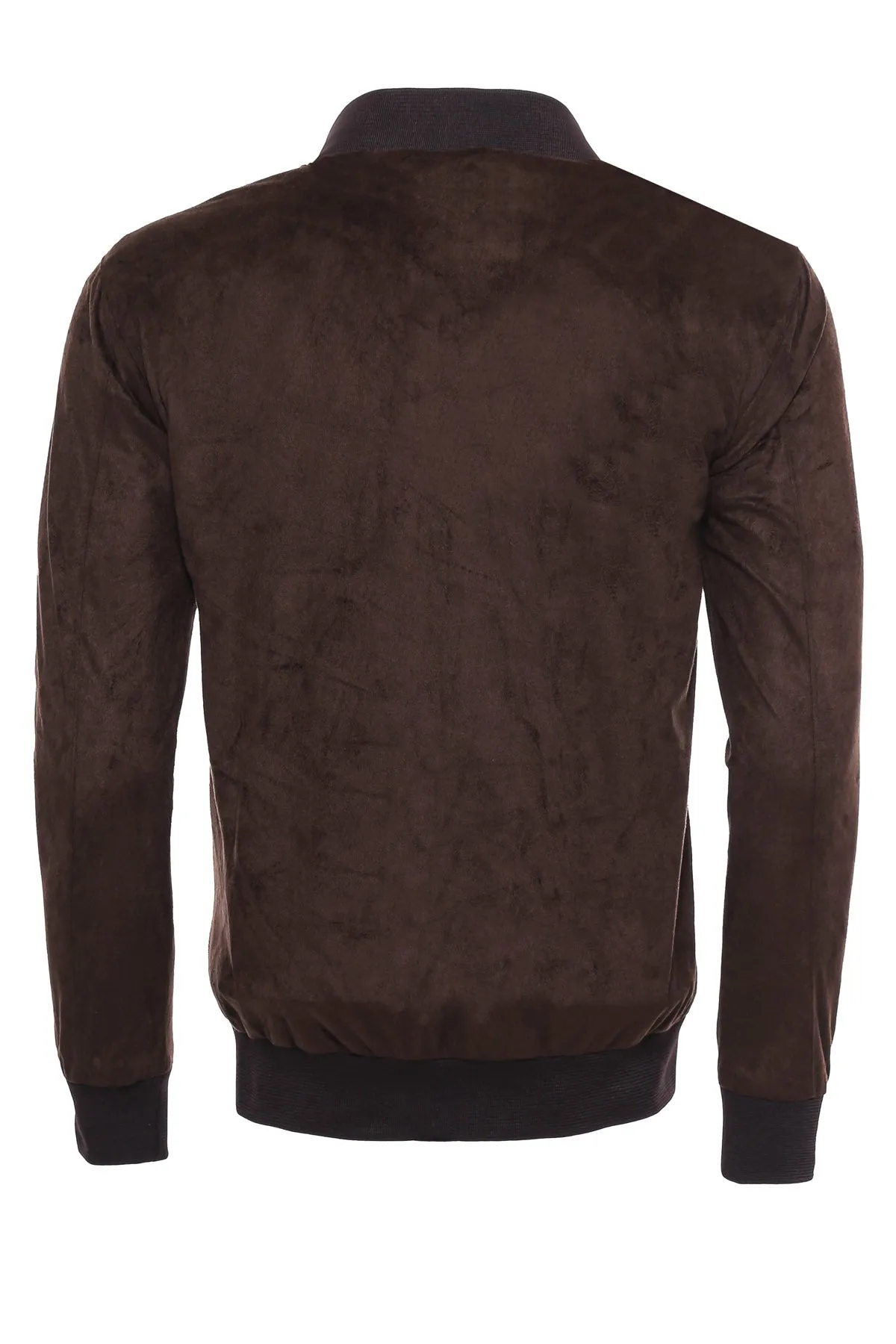 WSS Flap Pockets Suede Brown Men Bomber Coat  - Singen